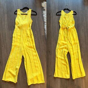 Women's BP Tie Waist Yellow Romper/Jumpsuit